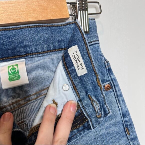 J Crew Denim Womens Size 25 9" High Rise Toothpick Jeans Light Wash Stretch - Picture 8 of 12